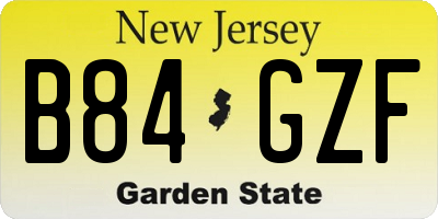 NJ license plate B84GZF