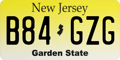 NJ license plate B84GZG