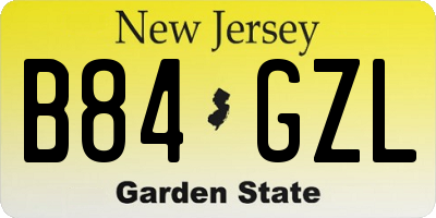 NJ license plate B84GZL