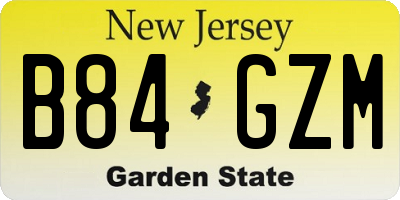 NJ license plate B84GZM