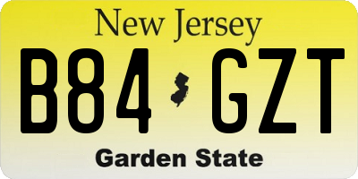 NJ license plate B84GZT