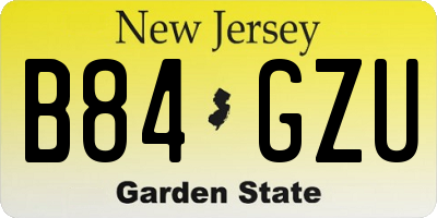 NJ license plate B84GZU