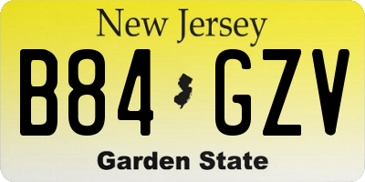 NJ license plate B84GZV