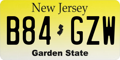 NJ license plate B84GZW
