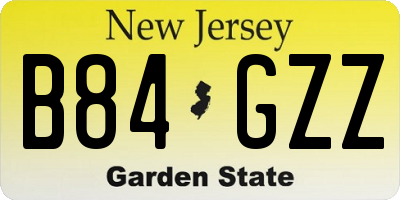NJ license plate B84GZZ