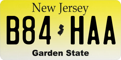 NJ license plate B84HAA