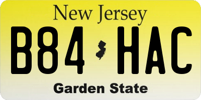NJ license plate B84HAC