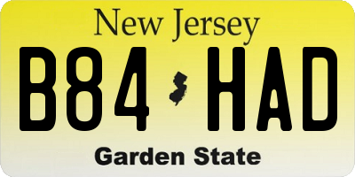 NJ license plate B84HAD