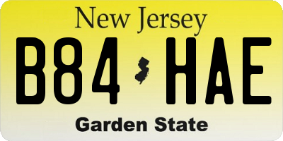 NJ license plate B84HAE