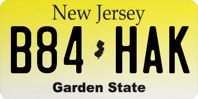 NJ license plate B84HAK