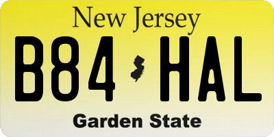 NJ license plate B84HAL
