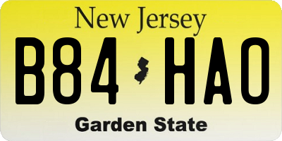 NJ license plate B84HAO