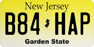 NJ license plate B84HAP
