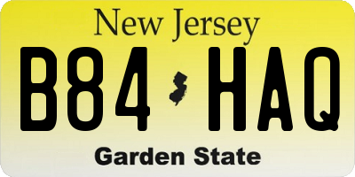 NJ license plate B84HAQ