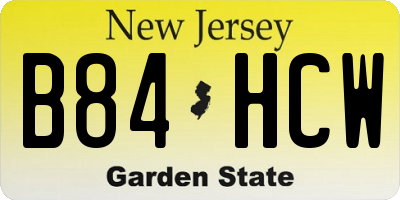 NJ license plate B84HCW