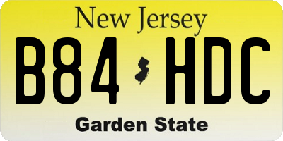 NJ license plate B84HDC
