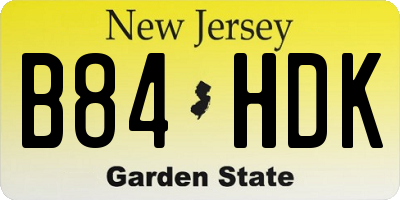 NJ license plate B84HDK