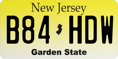 NJ license plate B84HDW