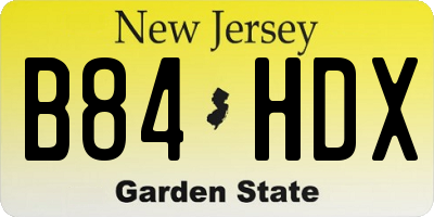 NJ license plate B84HDX