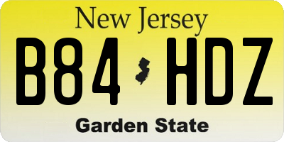 NJ license plate B84HDZ