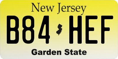 NJ license plate B84HEF