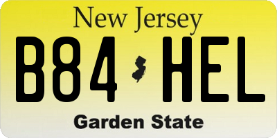 NJ license plate B84HEL