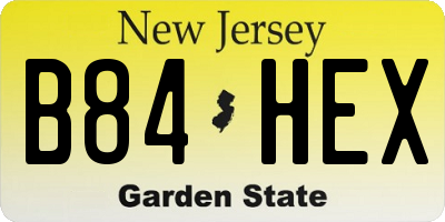 NJ license plate B84HEX