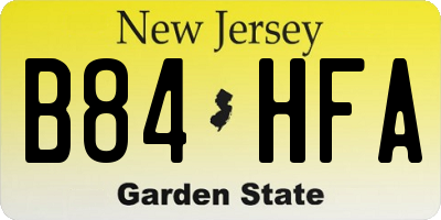 NJ license plate B84HFA