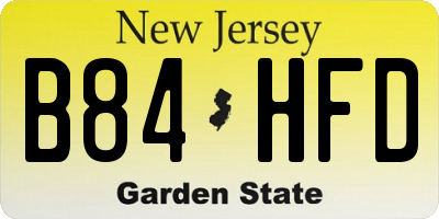 NJ license plate B84HFD