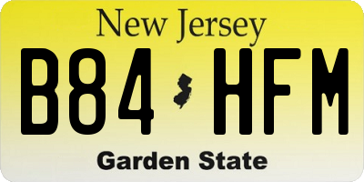 NJ license plate B84HFM