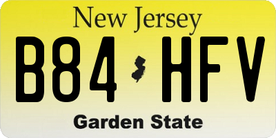 NJ license plate B84HFV