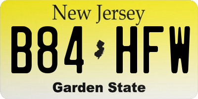 NJ license plate B84HFW