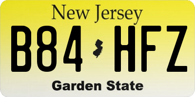NJ license plate B84HFZ