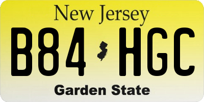 NJ license plate B84HGC