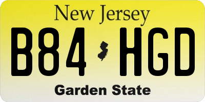 NJ license plate B84HGD