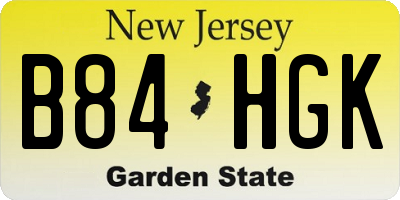 NJ license plate B84HGK