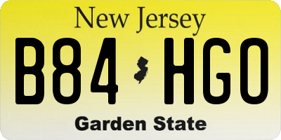 NJ license plate B84HGO