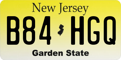 NJ license plate B84HGQ