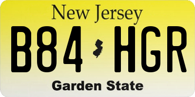 NJ license plate B84HGR