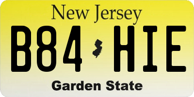 NJ license plate B84HIE