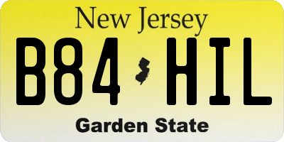 NJ license plate B84HIL