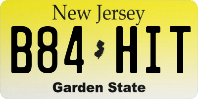 NJ license plate B84HIT