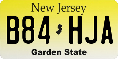 NJ license plate B84HJA