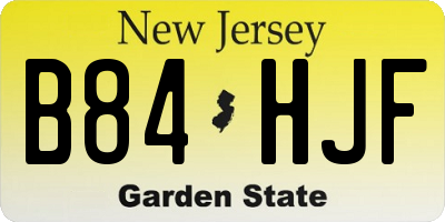 NJ license plate B84HJF
