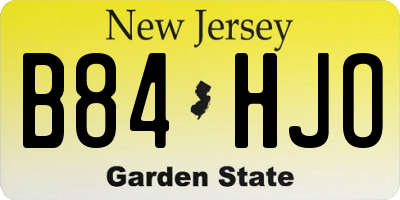 NJ license plate B84HJO