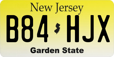 NJ license plate B84HJX