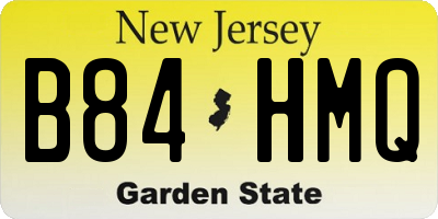 NJ license plate B84HMQ