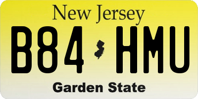 NJ license plate B84HMU