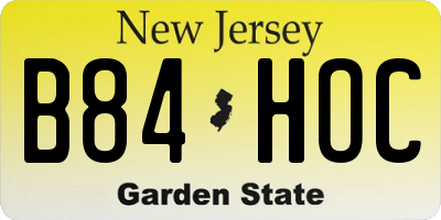 NJ license plate B84HOC