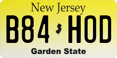 NJ license plate B84HOD